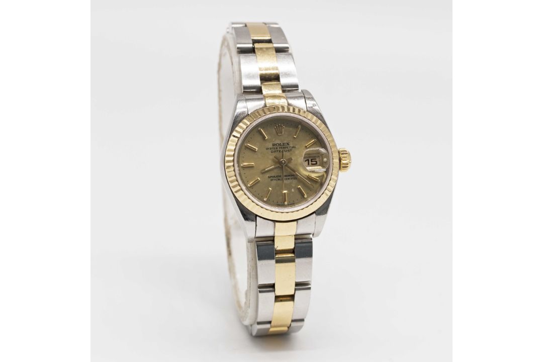 A LADIES STEEL & GOLD ROLEX OYSTER PERPETUAL DATEJUST BRACELET WATCH DATED 2002, REF. 79173 WITH - Image 4 of 10