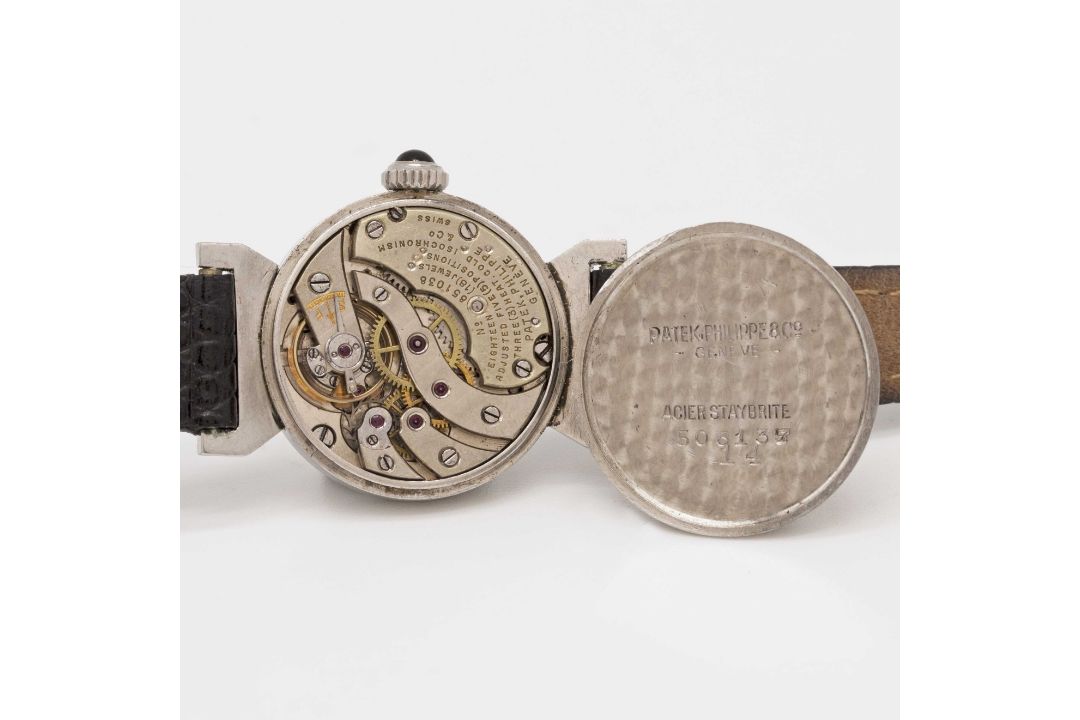 A LADIES STAINLESS STEEL PATEK PHILIPPE WRIST WATCH CIRCA 1945. REF. 506137. Movement: 18J, manual - Image 6 of 8