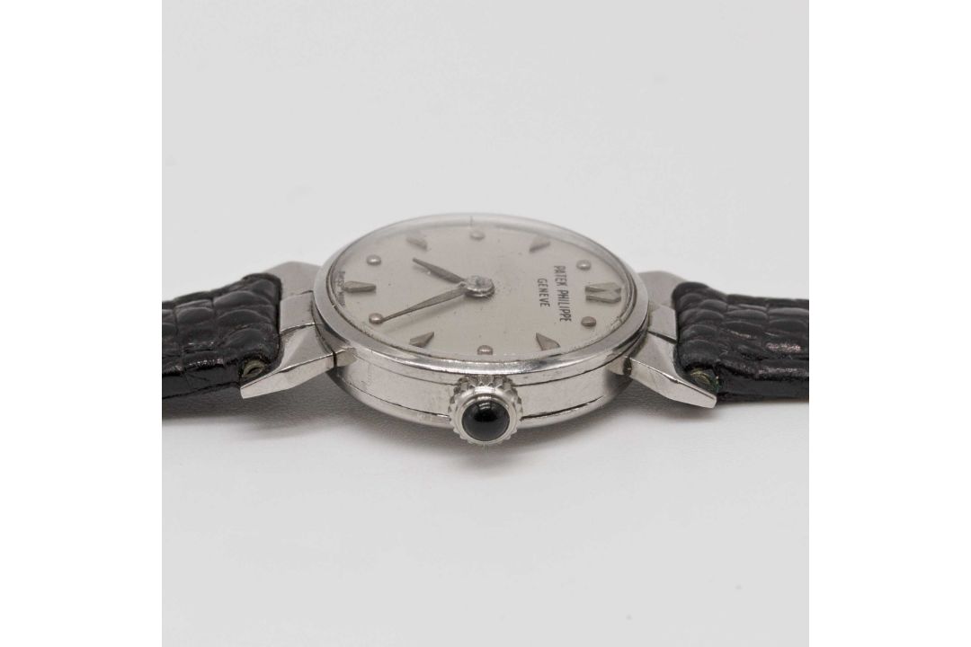 A LADIES STAINLESS STEEL PATEK PHILIPPE WRIST WATCH CIRCA 1945. REF. 506137. Movement: 18J, manual - Image 7 of 8