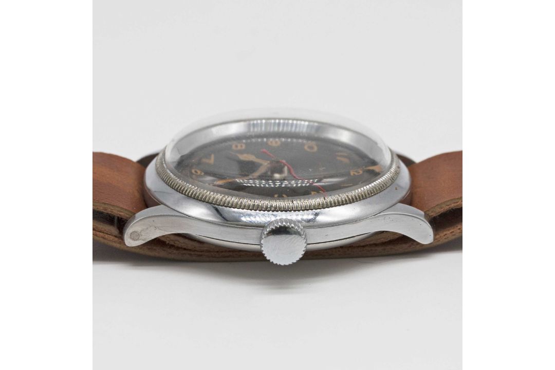 A GENTLEMAN'S LANCO PILOTS WRIST WATCH CIRCA 1940s, BLACK DIAL WITH "CATHEDRAL" HANDS Movement: 15J, - Image 8 of 8
