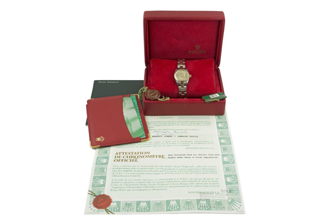 A LADIES STEEL & GOLD ROLEX OYSTER PERPETUAL DATEJUST BRACELET WATCH DATED 2002, REF. 79173 WITH - Image 10 of 10