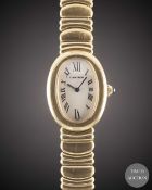 A LADIES 18K SOLID YELLOW GOLD CARTIER BAIGNOIRE BRACELET WATCH CIRCA 1990s, REF. 1954 Movement: