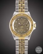 A LADIES STEEL & GOLD ROLEX TUDOR PRINCE OYSTERDATE MINI SUB BRACELET WATCH CIRCA 1993, REF. 73091