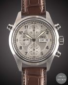 A GENTLEMAN'S STAINLESS STEEL IWC SPITFIRE DER DOPPELCHRONOGRAPH AUTOMATIC CHRONOGRAPH WRIST WATCH