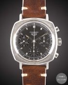 A GENTLEMAN'S STAINLESS STEEL HEUER CAMARO CHRONOGRAPH WRIST WATCH CIRCA 1970, REF. 7220NT WITH