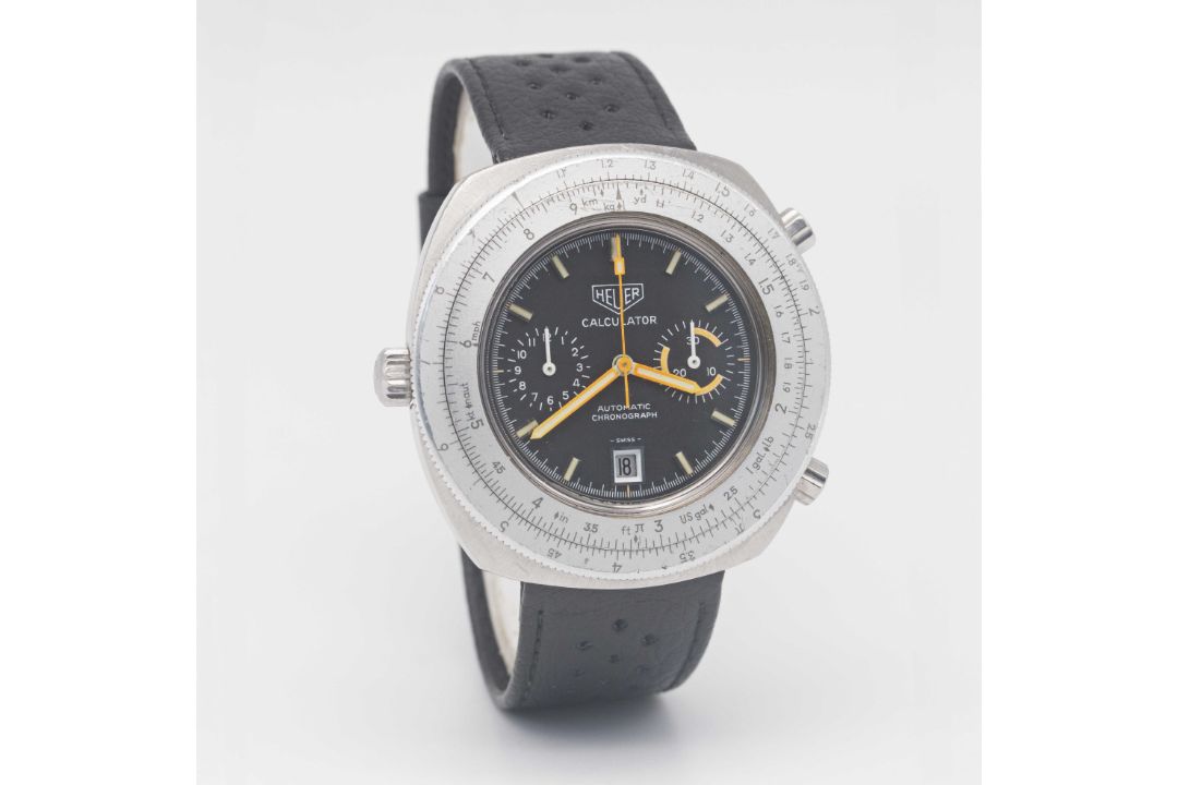 A GENTLEMAN'S STAINLESS STEEL HEUER CALCULATOR AUTOMATIC CHRONOGRAPH WRIST WATCH CIRCA 1970s, REF. - Image 5 of 8