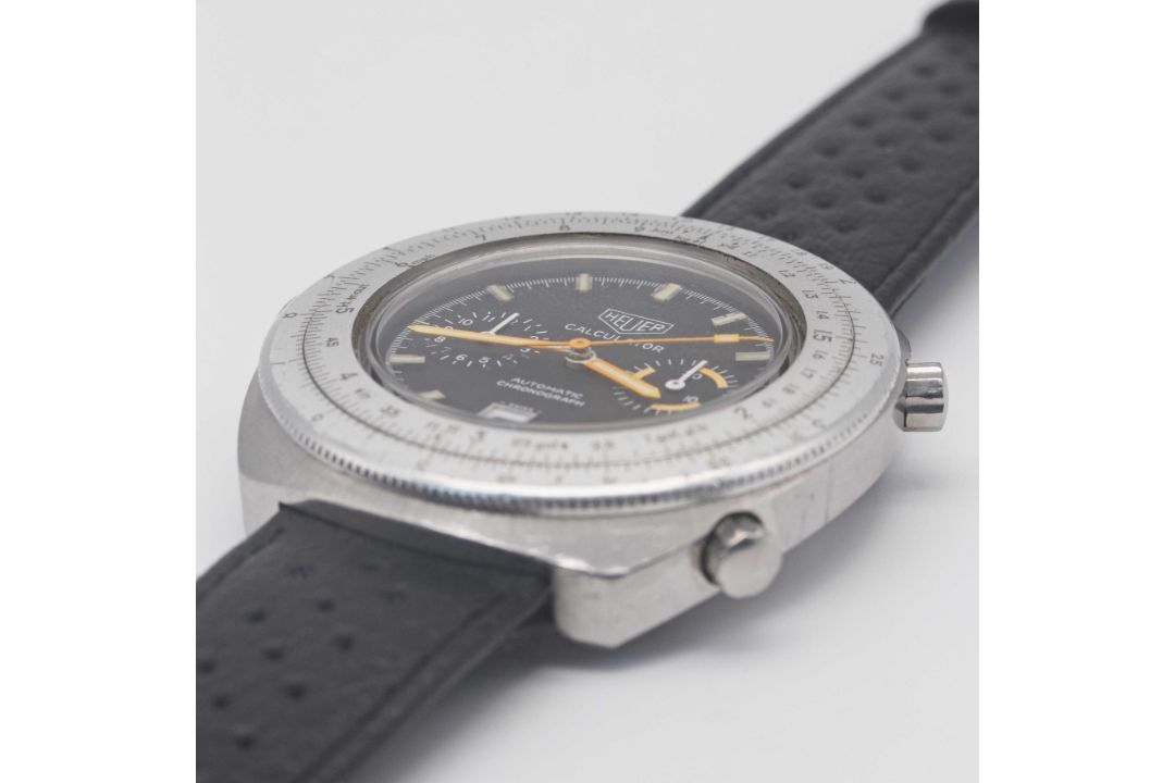 A GENTLEMAN'S STAINLESS STEEL HEUER CALCULATOR AUTOMATIC CHRONOGRAPH WRIST WATCH CIRCA 1970s, REF. - Image 3 of 8