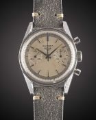 A GENTLEMAN'S STAINLESS STEEL HEUER CARRERA 45 CHRONOGRAPH WRIST WATCH CIRCA 1960s, REF. 3647D