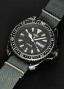 A RARE GENTLEMAN'S BLACK PVD COATED STAINLESS STEEL BRITISH MILITARY ROYAL NAVY SBS ISSUED CWC