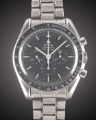 A GENTLEMAN'S STAINLESS STEEL OMEGA SPEEDMASTER PROFESSIONAL CHRONOGRAPH BRACELET WATCH CIRCA