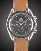 A GENTLEMAN'S STAINLESS STEEL OMEGA SPEEDMASTER PROFESSIONAL CHRONOGRAPH WRIST WATCH CIRCA 1972,