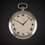 A GENTLEMAN'S PLATINUM CARTIER PARIS POCKET WATCH CIRCA 1920s Movement: 19J, manual wind with 8
