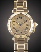 AN 18K SOLID YELLOW GOLD CARTIER PASHA AUTOMATIC BRACELET WATCH CIRCA 1990s, REF. 1305 Movement: