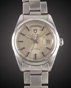 A RARE GENTLEMAN'S LARGE SIZE STAINLESS STEEL ROLEX TUDOR OYSTER PRINCE DATE + DAY 