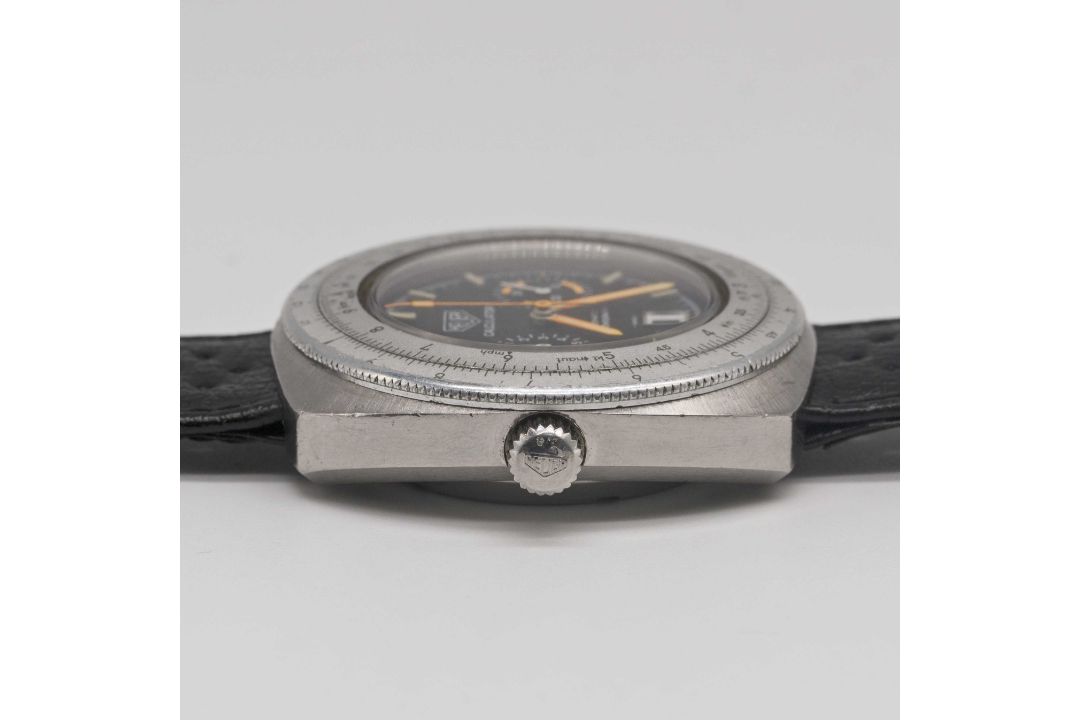 A GENTLEMAN'S STAINLESS STEEL HEUER CALCULATOR AUTOMATIC CHRONOGRAPH WRIST WATCH CIRCA 1970s, REF. - Image 7 of 8