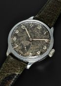 A VERY RARE GENTLEMAN'S CHROME PLATED LARGE SIZE LONGINES PILOTS WRIST WATCH DATED 1938, REF. 4092