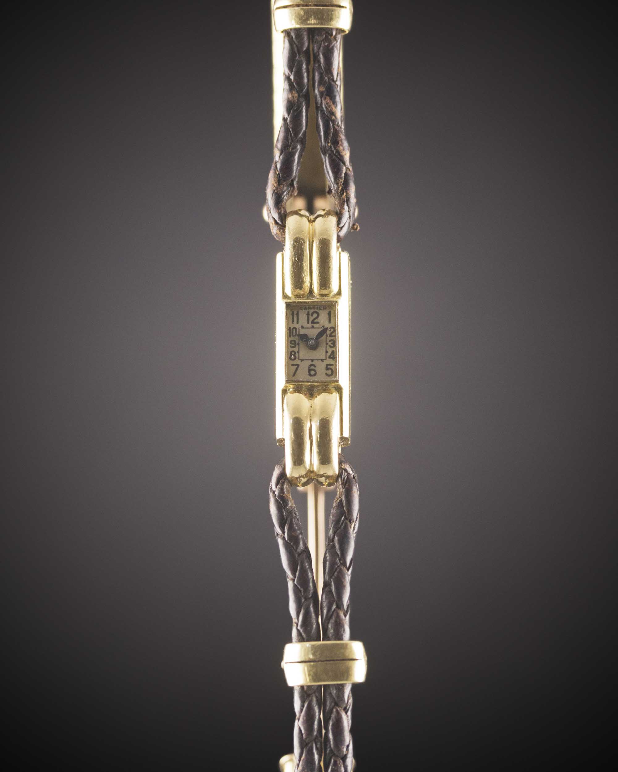 A RARE LADIES 18K SOLID GOLD CARTIER BACK WIND WRIST WATCH CIRCA 1929, WITH LONDON IMPORT MARK,