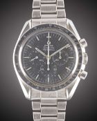 A GENTLEMAN'S STAINLESS STEEL OMEGA SPEEDMASTER PROFESSIONAL CHRONOGRAPH BRACELET WATCH CIRCA