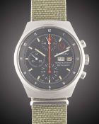 A RARE GENTLEMAN'S STAINLESS STEEL PORSCHE DESIGN ROYAL NAVY AUTOMATIC MILITARY CHRONOGRAPH WRIST