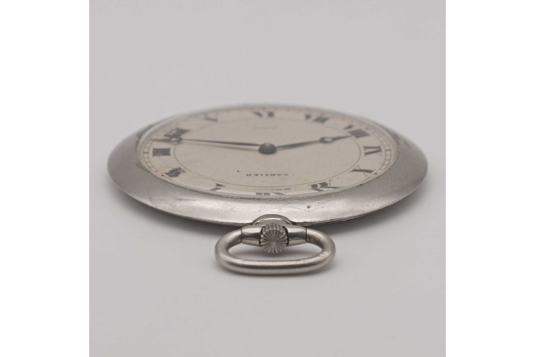 A GENTLEMAN'S PLATINUM CARTIER PARIS POCKET WATCH CIRCA 1920s Movement: 19J, manual wind with 8 - Image 8 of 11