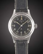 A GENTLEMAN'S STAINLESS STEEL BRITISH MILITARY HAMILTON 