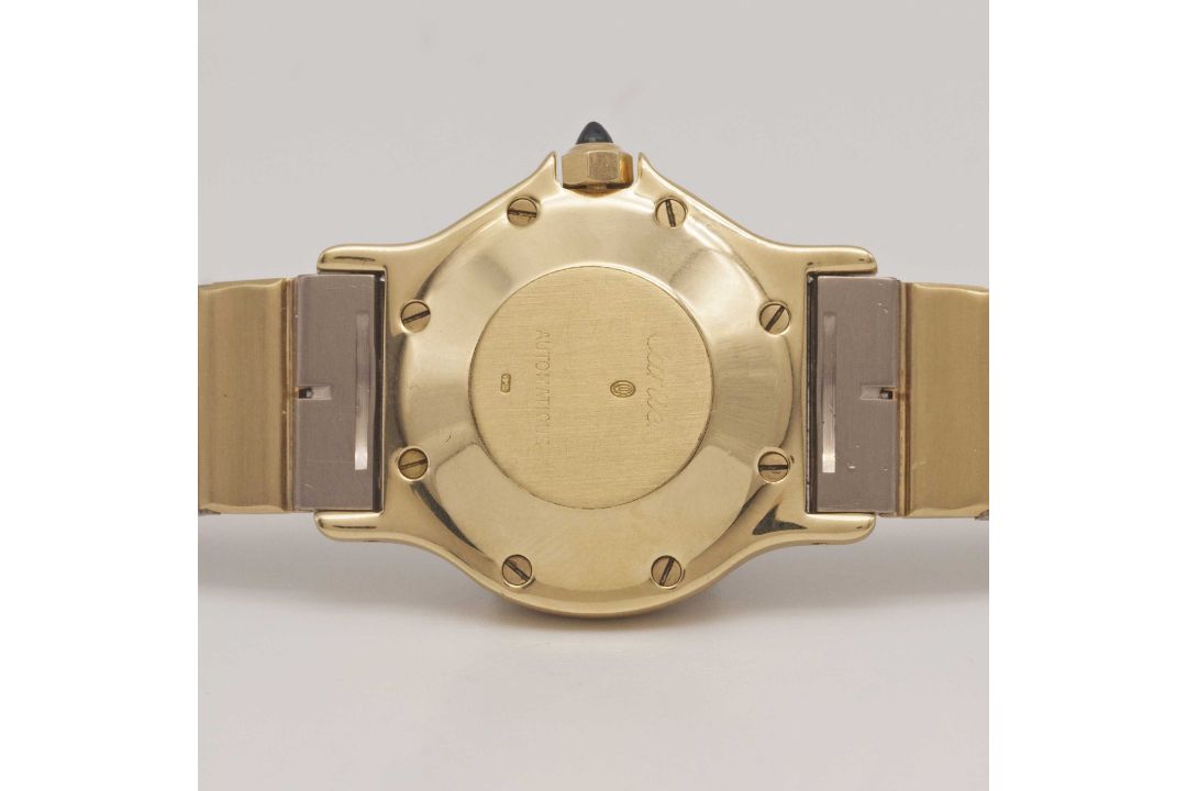 A RARE GENTLEMAN'S SIZE 18K SOLID WHITE & YELLOW GOLD CARTIER SANTOS OCTAGONAL AUTOMATIC BRACELET - Image 7 of 10