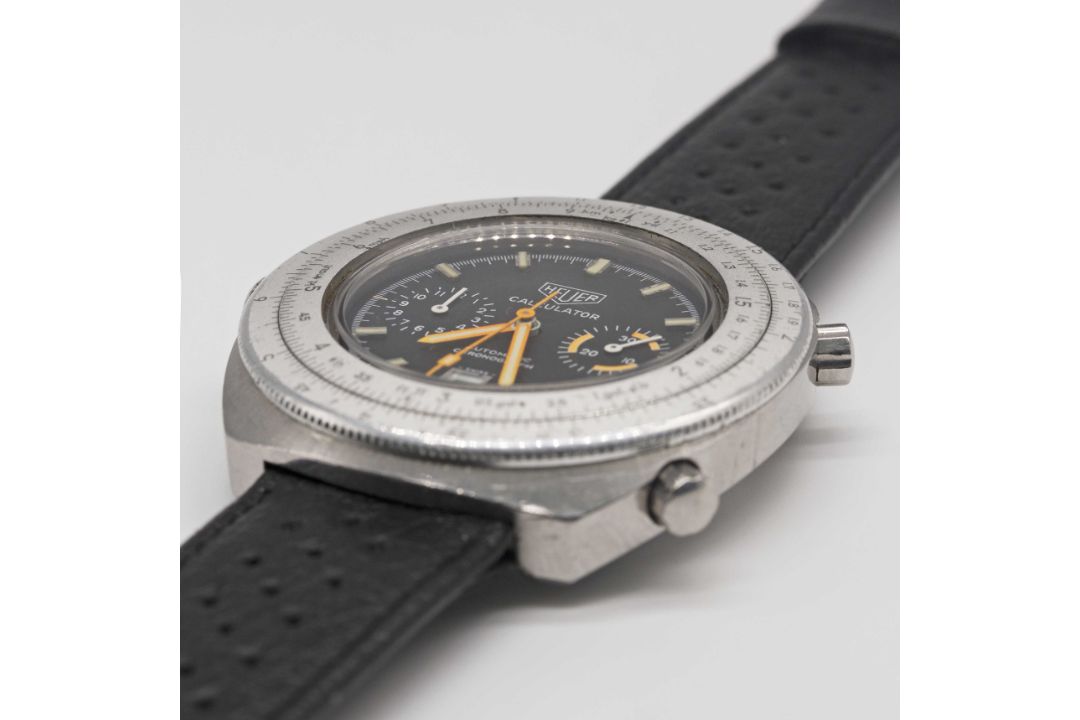 A GENTLEMAN'S STAINLESS STEEL HEUER CALCULATOR AUTOMATIC CHRONOGRAPH WRIST WATCH CIRCA 1970s, REF. - Image 3 of 8