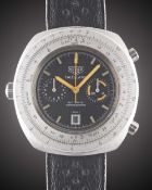 A GENTLEMAN'S STAINLESS STEEL HEUER CALCULATOR AUTOMATIC CHRONOGRAPH WRIST WATCH CIRCA 1970s, REF.