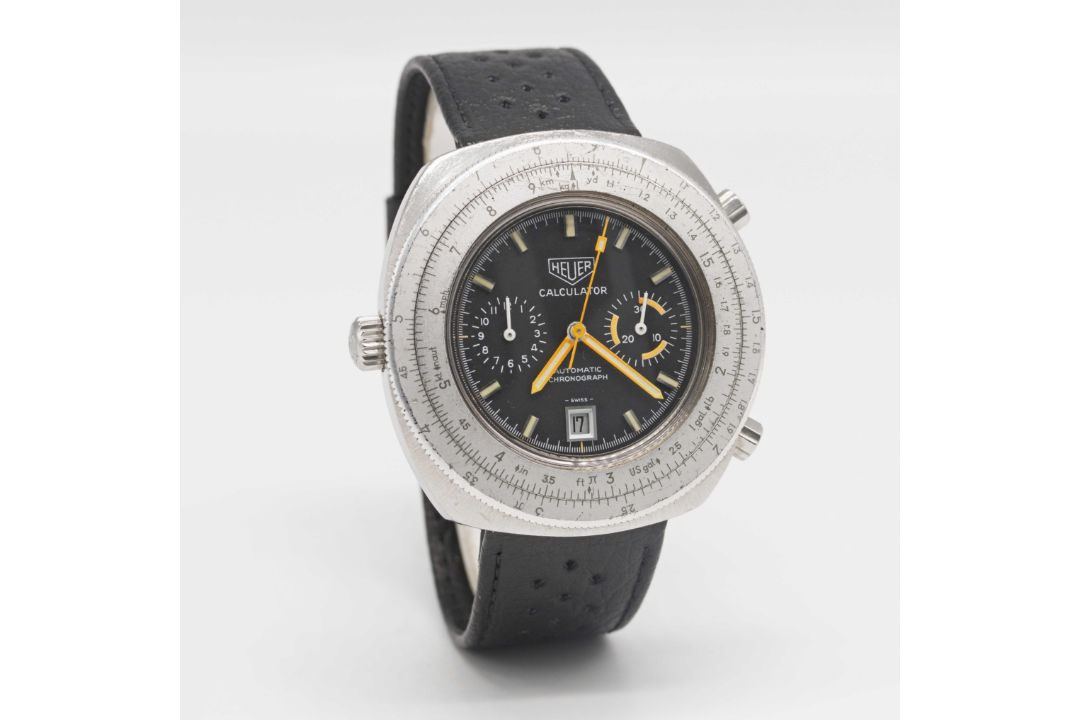 A GENTLEMAN'S STAINLESS STEEL HEUER CALCULATOR AUTOMATIC CHRONOGRAPH WRIST WATCH CIRCA 1970s, REF. - Image 5 of 8