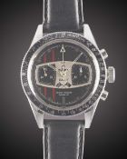A GENTLEMAN'S STAINLESS STEEL LEJOUR RALLY CHRONOGRAPH WRIST WATCH CIRCA 1969 Movement: 17J,