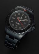 A GENTLEMAN'S BLACK PVD COATED STAINLESS STEEL BAMFORD ROLEX OYSTER PERPETUAL SEA DWELLER DEEPSEA