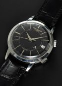 A RARE GENTLEMAN'S STAINLESS STEEL JAEGER LECOULTRE MEMOVOX AUTOMATIC ALARM WRIST WATCH CIRCA 1960s,