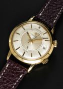 A RARE GENTLEMAN'S 18K SOLID GOLD GUBELIN IPSOVOX AUTOMATIC ALARM WRIST WATCH CIRCA 1960s, REF.