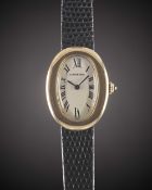 A LADIES 18K SOLID YELLOW GOLD CARTIER BAIGNOIRE WRIST WATCH CIRCA 1990s Movement: Quartz, signed