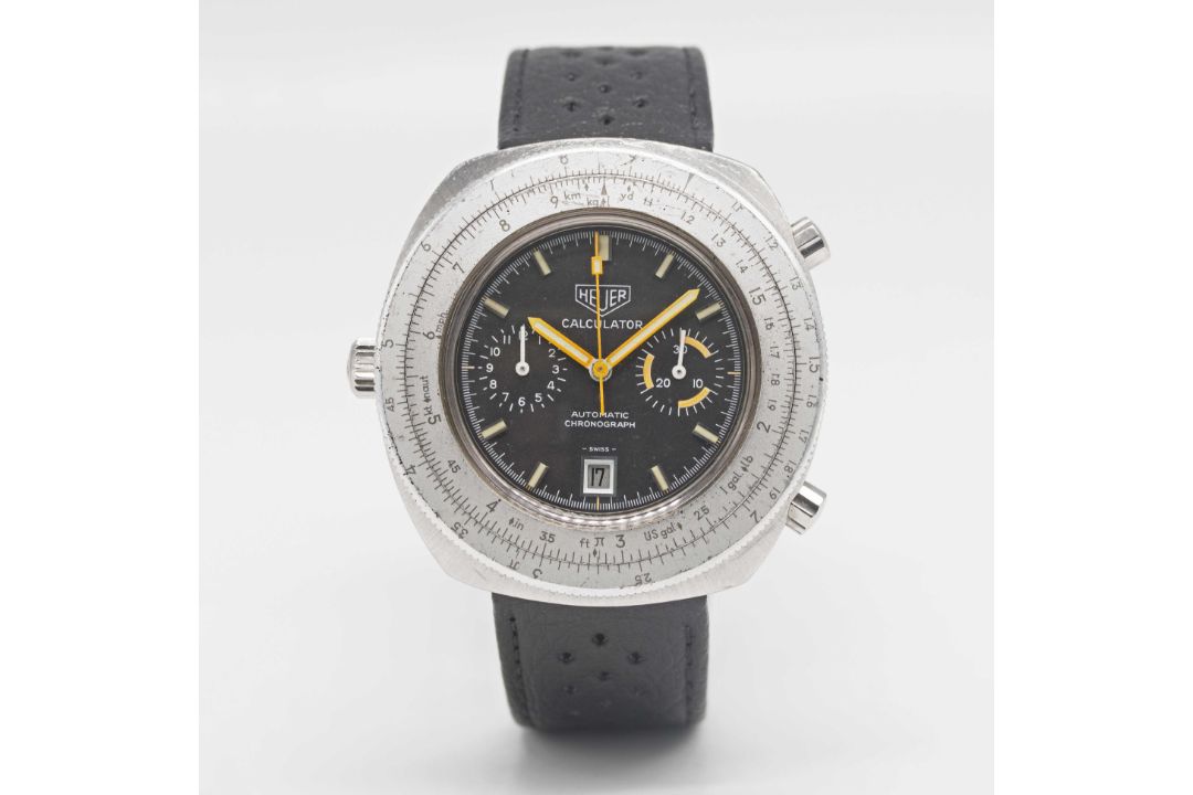 A GENTLEMAN'S STAINLESS STEEL HEUER CALCULATOR AUTOMATIC CHRONOGRAPH WRIST WATCH CIRCA 1970s, REF. - Image 2 of 8