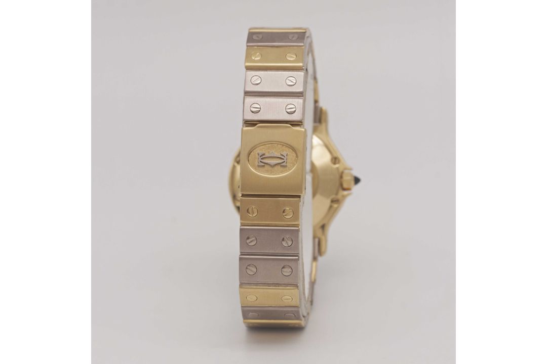 A RARE GENTLEMAN'S SIZE 18K SOLID WHITE & YELLOW GOLD CARTIER SANTOS OCTAGONAL AUTOMATIC BRACELET - Image 6 of 10