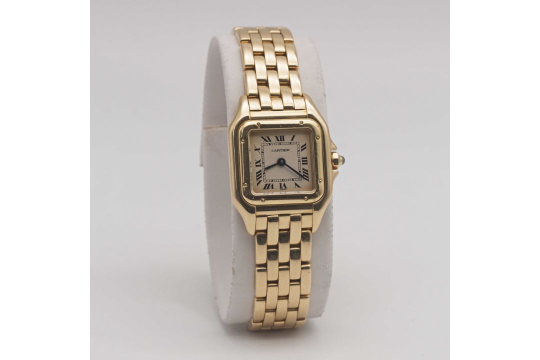 A LADIES 18K SOLID GOLD CARTIER PANTHERE BRACELET WATCH DATED 1992, REF. 8057917 WITH ORIGINAL BOX & - Image 5 of 11