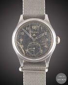 A GENTLEMAN'S STAINLESS STEEL BRITISH MILITARY ETERNA W.W.W. WRIST WATCH CIRCA 1940s, PART OF THE 