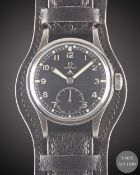 A GENTLEMAN'S STAINLESS STEEL BRITISH MILITARY OMEGA W.W.W. WRIST WATCH CIRCA 1945, PART OF THE 