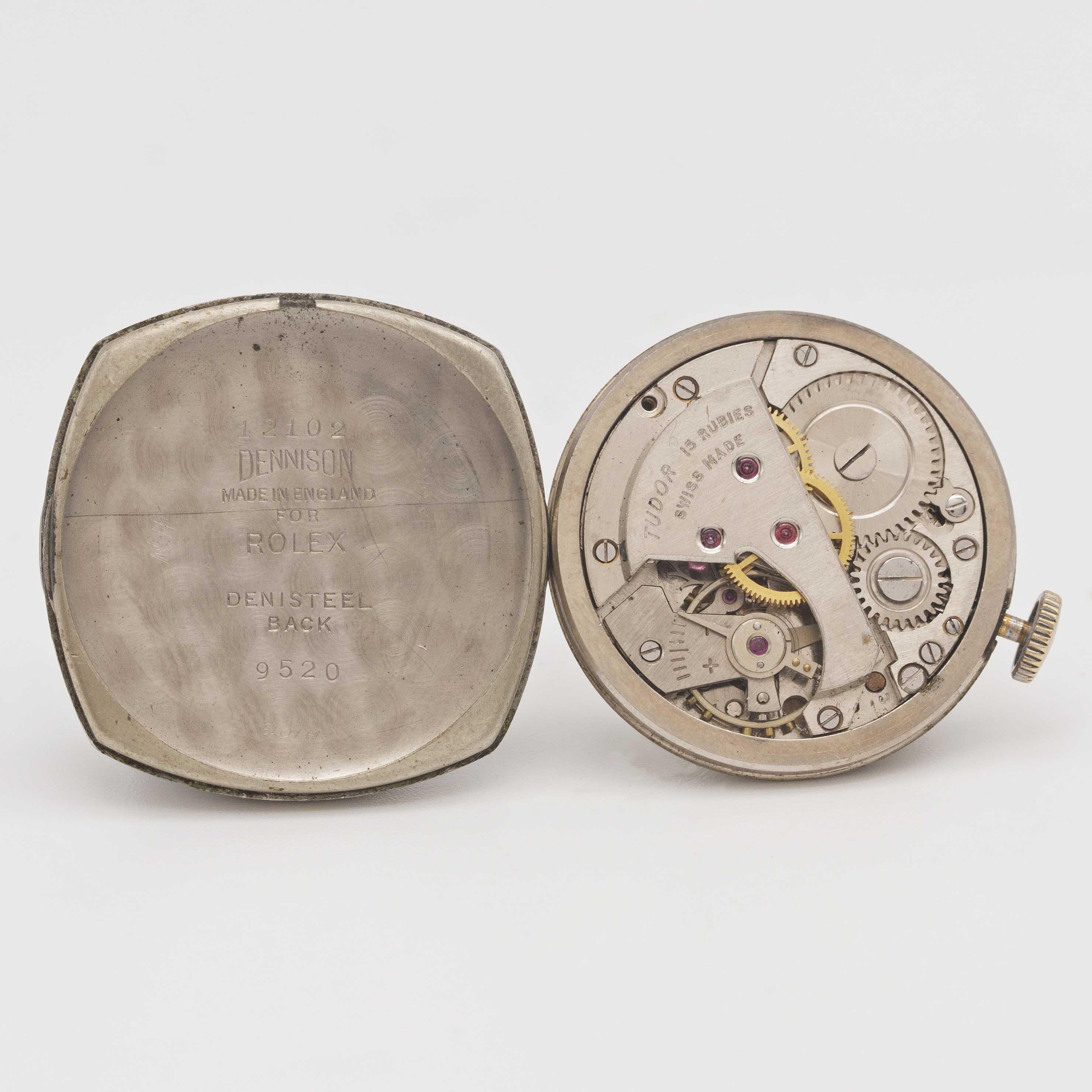 A GENTLEMAN'S ROLEX TUDOR "CUSHION" WRIST WATCH CIRCA 1950s, REF. 12102 WITH SILVER "HONEYCOMB" DIAL - Image 8 of 10