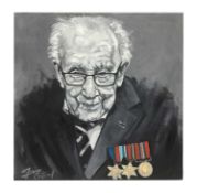 Portrait of Captain Tom Moore oil on canvas