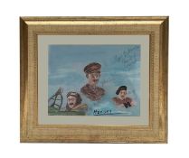 Heros - Captain Tom and others watercolour and crayon