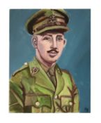 Young Captain Tom in Army uniform oil on canvas