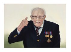 Captain Tom portrait oil on panel