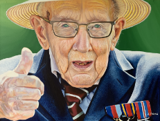 'Thumbs Up' acrylic on canvas, Justine Thomas