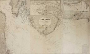 A blue back Hydrographic Chart in three sheets,