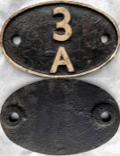 British Railways (London Midland Region) locomotive cast-iron SHEDPLATE '3A' used by Bescot until