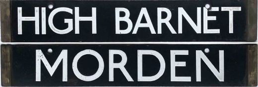 London Underground 38-Tube Stock enamel CAB DESTINATION PLATE for High Barnet / Morden, the outer