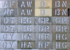 Quantity (24) of London Transport bus garage ALLOCATION STENCIL PLATES from central and country
