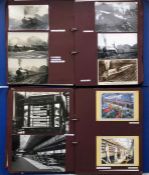 2 large albums of loose-mounted PHOTOGRAPHS/POSTCARDS compiled by the late Alan A Jackson, historian
